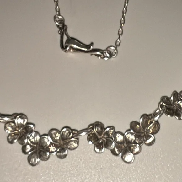 Sterling Silver Plumeria Necklace 26” - Picture 6 of 16